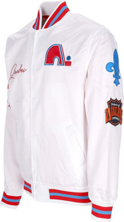MITCHELL-&amp;-NESS-Giubbotto-Bomber-Uomo-Nhl-Hometown-Lw-Satin-Jacket-Quenor-White-da-uomo