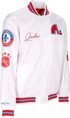 MITCHELL-&amp;-NESS-Giubbotto-Bomber-Uomo-Nhl-Hometown-Lw-Satin-Jacket-Quenor-White-da-uomo