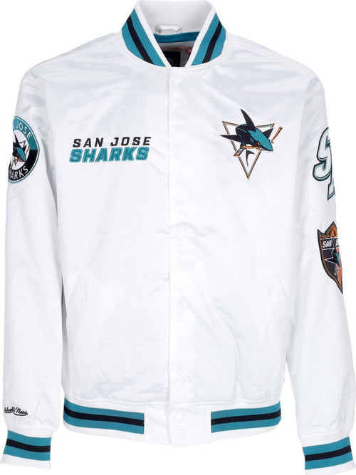 MITCHELL-&-NESS-Giubbotto-Bomber-Uomo-Nhl-Hometown-Lw-Satin-Jacket-Sajsha-White-da-uomo