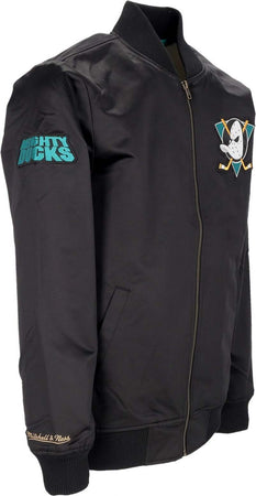 MITCHELL-&amp;-NESS-Giubbotto-Bomber-Uomo-Nhl-Lightweight-Satin-Bomber-Anaduc-Black-da-uomo