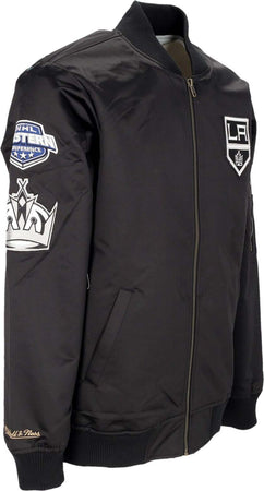 MITCHELL-&amp;-NESS-Giubbotto-Bomber-Uomo-Nhl-Lightweight-Satin-Bomber-Loskin-Black-da-uomo