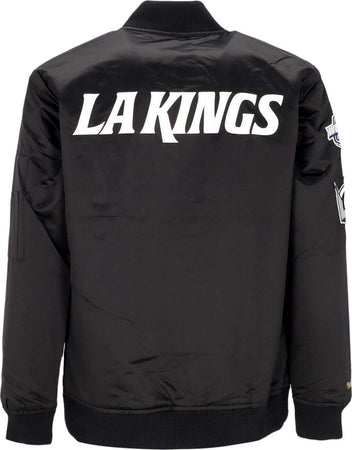 MITCHELL-&amp;-NESS-Giubbotto-Bomber-Uomo-Nhl-Lightweight-Satin-Bomber-Loskin-Black-da-uomo