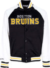 MITCHELL-&-NESS-Giubbotto-Bomber-Uomo-Nhl-Primetime-Lw-Satin-Jacket-Bosbru-Black-da-uomo