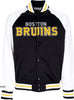 MITCHELL-&amp;-NESS-Giubbotto-Bomber-Uomo-Nhl-Primetime-Lw-Satin-Jacket-Bosbru-Black-da-uomo