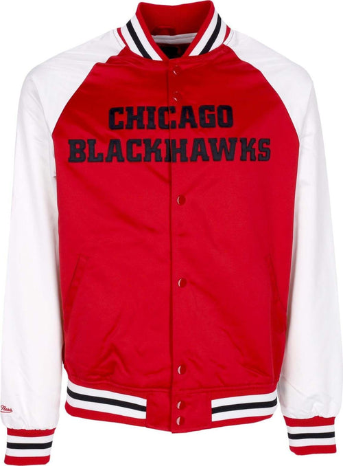 MITCHELL-&-NESS-Giubbotto-Bomber-Uomo-Nhl-Primetime-Lw-Satin-Jacket-Chibla-Scarlet-da-uomo
