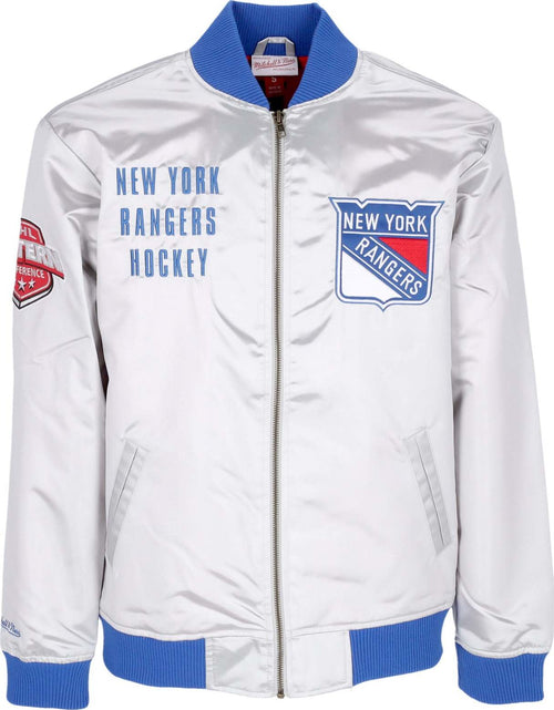 MITCHELL-&-NESS-Giubbotto-Bomber-Uomo-Nhl-Team-Og-2.0-Lightweight-Satin-Jacket-Vintage-Logo-Neyran-Silver-da-uomo