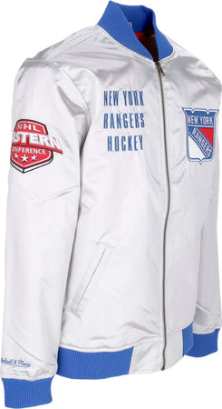 MITCHELL-&amp;-NESS-Giubbotto-Bomber-Uomo-Nhl-Team-Og-2.0-Lightweight-Satin-Jacket-Vintage-Logo-Neyran-Silver-da-uomo