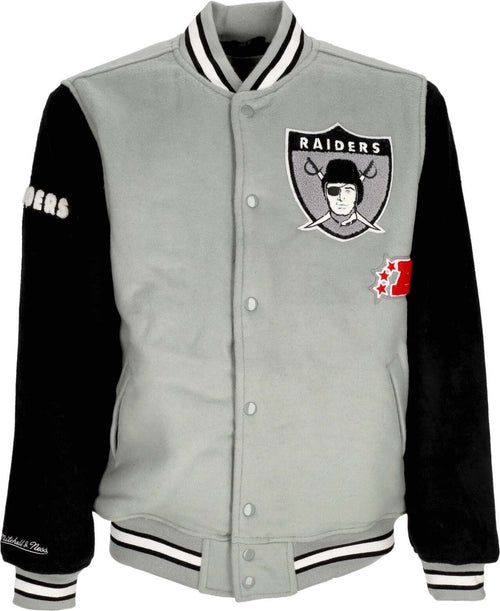 MITCHELL-&-NESS-Giubbotto-College-Uomo-Nfl-Team-Legacy-Varsity-Jacket-Oakrai-Black/silver-da-uomo
