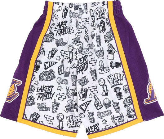 MITCHELL-&amp;-NESS-Pantaloncino-Basket-Uomo-Nba-Doodle-Swingman-Shorts-Hardwood-Classics-Loslak-Original-Team-Colors-da-uomo