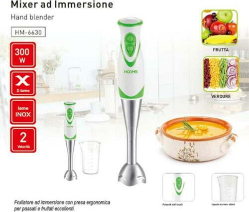 Mixer Ad Immersione Multifunzione 300 Watt 2 Velocita' Cucina Hoomei Hm-6630 Casa, arredamento e bricolage > Elettrodomestici > Frullatori Trade Shop italia - Napoli, Commerciovirtuoso.it