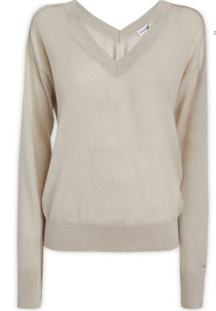 calvin klein MAGLIA LYOCELL WOOL V-NECK SWEATER da donna
