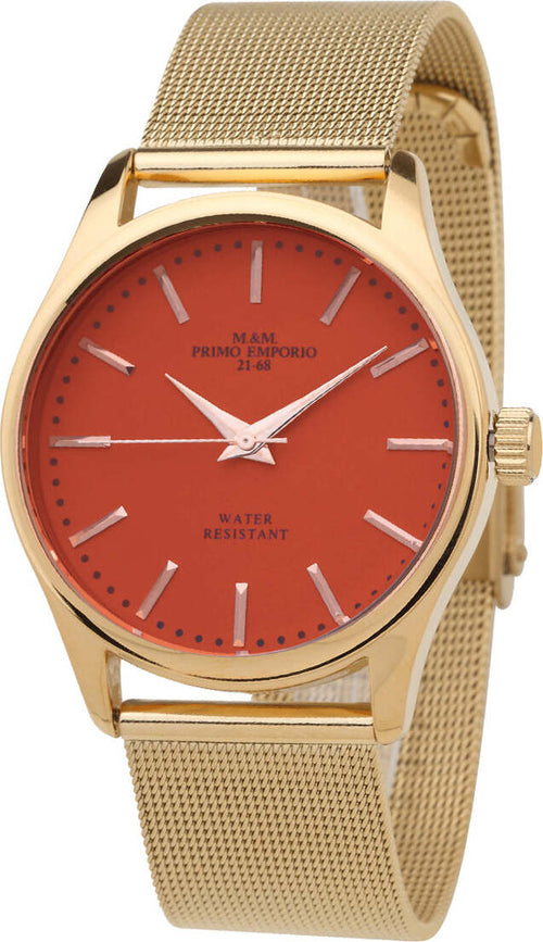 M&m Primo Emporio Color Line Orologio Donna 1035dr Orologio Da Polso Analogico Acciaio Inossidabile Dorato Quadrante Tondo Rosso Resistente All'acqua 5 Atm Moda/Donna/Orologi/Orologi da polso Milano Fashion Watch - Marcianise, Commerciovirtuoso.it