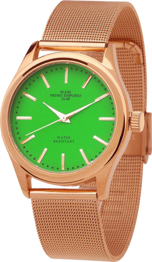 M&m Primo Emporio Color Line Orologio Unisex 1035rve In Acciaio Inossidabile Oro Rosa Orologio Da Polso Con Quadrante Tondo Verde Resistente All'acqua 5 Atm Moda/Donna/Orologi/Orologi da polso Milano Fashion Watch - Marcianise, Commerciovirtuoso.it