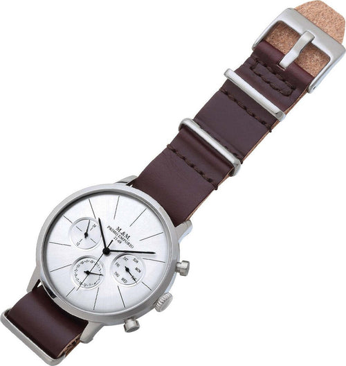 M&m Primo Emporio Orologio Cronografo Uomo in Acciaio 1030k Cinturino in Pelle Marrone E Quadrante Tondo Bianco Acciaio Inossidabile Moda/Uomo/Orologi/Orologi da polso Milano Fashion Watch - Marcianise, Commerciovirtuoso.it