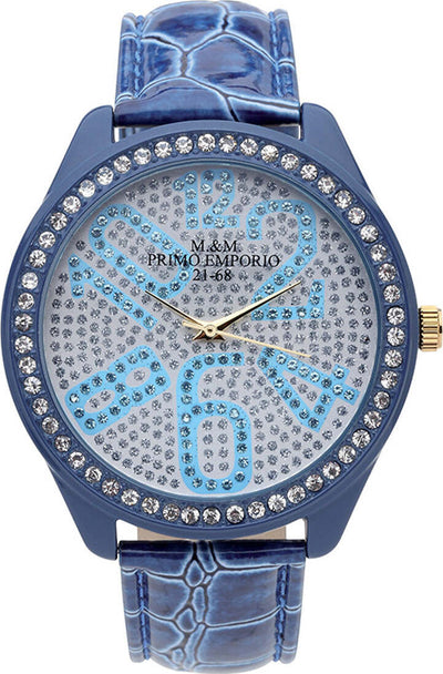 M&m Primo Emporio Orologio Donna Crystal Summer 1012a Orologio Analogico Azzurro Con Cinturino in Pelle E Quadrante Tondo Con Swarovski Numeri Grandi Moda/Donna/Orologi/Orologi da polso Milano Fashion Watch - Marcianise, Commerciovirtuoso.it