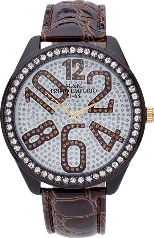 M&m Primo Emporio Orologio Donna Da Polso Crystal Summer 1012m Orologio Analogico in Acciaio Inossidabile E Pelle Marrone Quadrante Tondo Bianco Con Swarovski E Numeri Grandi Moda/Donna/Orologi/Orologi da polso Milano Fashion Watch - Marcianise, Commerciovirtuoso.it