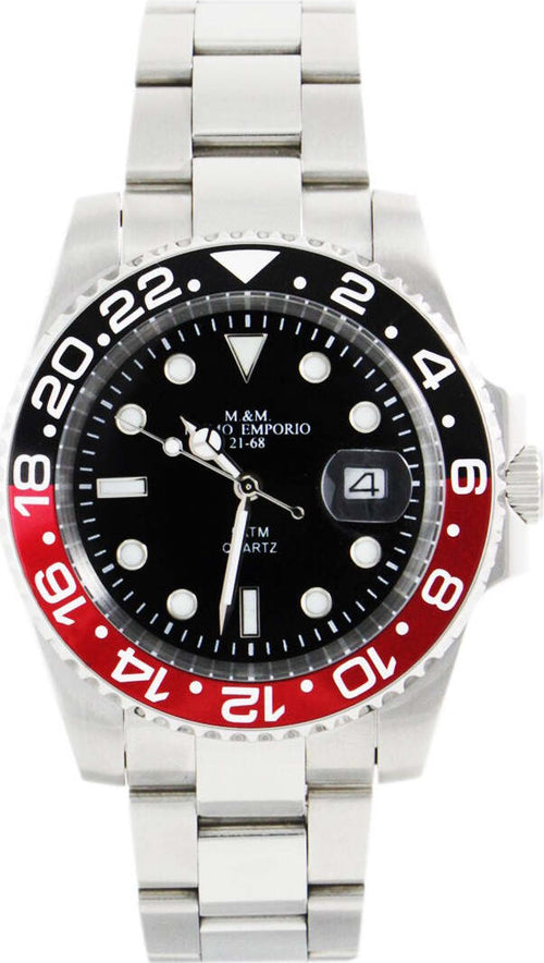 M&m Primo Emporio Orologio Uomo Oyster Sub Acciaio e Argento Ghiera Rosso - Nera 1101-rso Moda/Uomo/Orologi/Orologi da polso Milano Fashion Watch - Marcianise, Commerciovirtuoso.it