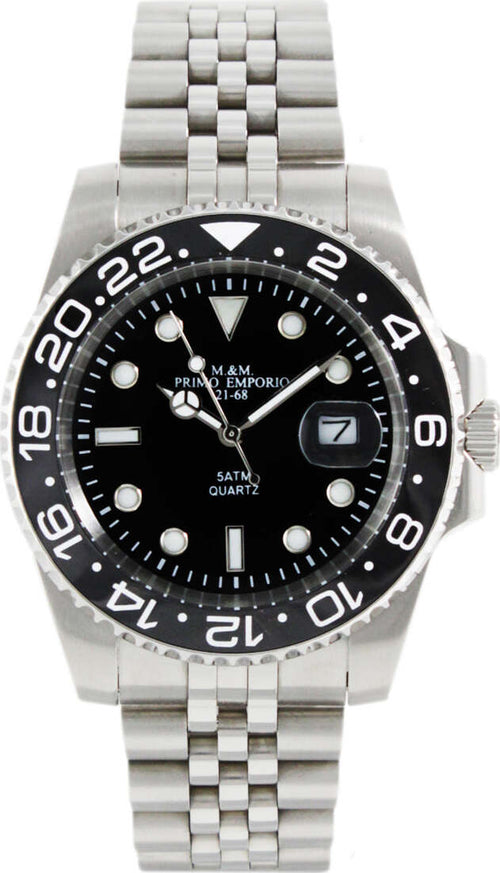 M&m Primo Emporio Orologio Uomo Sub Con Ghiera Nera 1101/jn Jubilee Orologio Analogico Quadrante Nero Tondo E Cinturino in Acciaio Inossidabile Resistente All'acqua 3 Atm Moda/Uomo/Orologi/Orologi da polso Milano Fashion Watch - Marcianise, Commerciovirtuoso.it