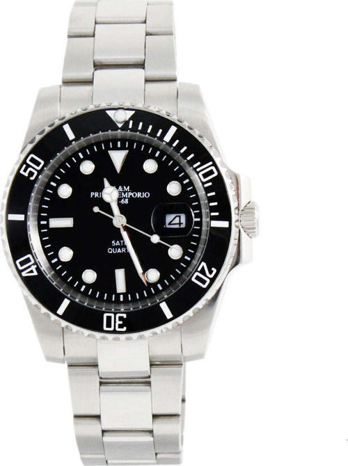 M&m Primo Emporio Orologio Uomo Sub Con Ghiera Nera in Ceramica 1100/on Orologio Da Polso Analogico Quadrante Tondo Nero Con Cinturino in Maglia Acciaio Moda/Uomo/Orologi/Orologi da polso Milano Fashion Watch - Marcianise, Commerciovirtuoso.it