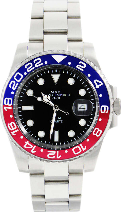 M&m Primo Emporio Orologio Uomo Sub Con Ghiera Rosso E Blu 1101-Rbo Oyster Orologio Da Polso Analogico Quadrante Tondo Nero Cassa E Cinturino Acciaio Inossidabile Moda/Uomo/Orologi/Orologi da polso Milano Fashion Watch - Marcianise, Commerciovirtuoso.it