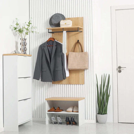Mobile-Appendiabiti-2-in-1-con-Ripiano-a-2-Livelli,-in-Acciaio-e-Truciolato,-60x40x167.5-cm-DC2837-474V00NDDC2
