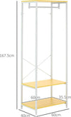 Mobile-Appendiabiti-2-in-1-con-Ripiano-a-2-Livelli,-in-Acciaio-e-Truciolato,-60x40x167.5-cm-DC2837-474V00NDDC2