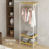 Mobile-Appendiabiti-2-in-1-con-Ripiano-a-2-Livelli,-in-Acciaio-e-Truciolato,-60x40x167.5-cm-DC2837-474V00NDDC2