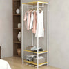 Mobile-Appendiabiti-2-in-1-con-Ripiano-a-2-Livelli,-in-Acciaio-e-Truciolato,-60x40x167.5-cm-DC2837-474V00NDDC2