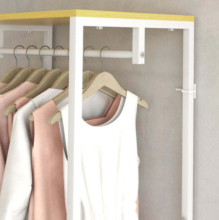 Mobile-Appendiabiti-2-in-1-con-Ripiano-a-2-Livelli,-in-Acciaio-e-Truciolato,-60x40x167.5-cm-DC2837-474V00NDDC2
