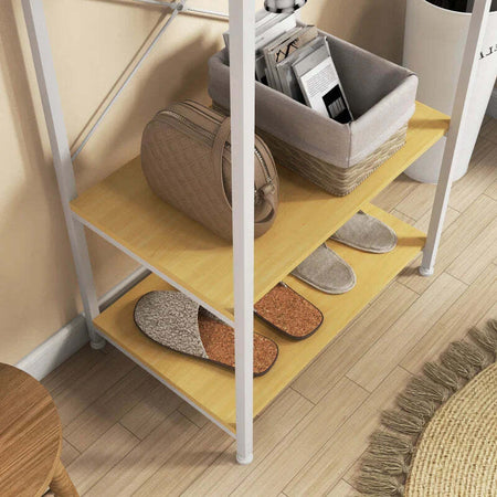 Mobile-Appendiabiti-2-in-1-con-Ripiano-a-2-Livelli,-in-Acciaio-e-Truciolato,-60x40x167.5-cm-DC2837-474V00NDDC2