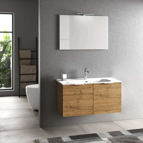 Mobile Bagno 100cm Sospeso Con 2 Ante e Specchio con Lampada Casa e cucina/Bagno/Mobili da bagno/Mobiletti con lavabo Shopbagno.it - Roma, Commerciovirtuoso.it