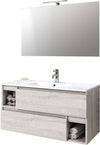 Mobile Bagno 100cm Sospeso Con Due Cassetti Due Vani E Specchio Con Lampada Casa e cucina/Bagno/Mobili da bagno/Mobiletti con lavabo Shopbagno.it - Roma, Commerciovirtuoso.it