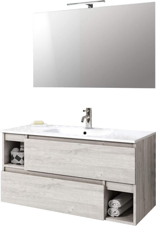 Mobile Bagno 100cm Sospeso Con Due Cassetti Due Vani E Specchio Con Lampada Casa e cucina/Bagno/Mobili da bagno/Mobiletti con lavabo Shopbagno.it - Roma, Commerciovirtuoso.it