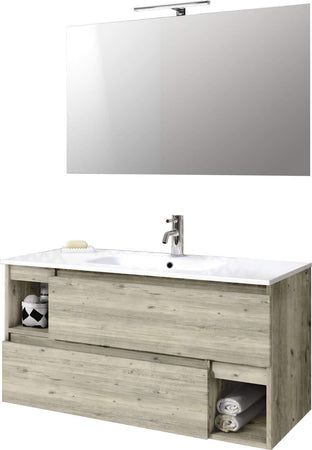 Mobile Bagno 100cm Sospeso Con Due Cassetti Due Vani E Specchio Con Lampada Casa e cucina/Bagno/Mobili da bagno/Mobiletti con lavabo Shopbagno.it - Roma, Commerciovirtuoso.it