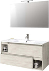Mobile Bagno 100cm Sospeso Con Due Cassetti Due Vani E Specchio Con Lampada Casa e cucina/Bagno/Mobili da bagno/Mobiletti con lavabo Shopbagno.it - Roma, Commerciovirtuoso.it