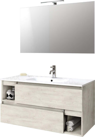 Mobile Bagno 100cm Sospeso Con Due Cassetti Due Vani E Specchio Con Lampada Casa e cucina/Bagno/Mobili da bagno/Mobiletti con lavabo Shopbagno.it - Roma, Commerciovirtuoso.it