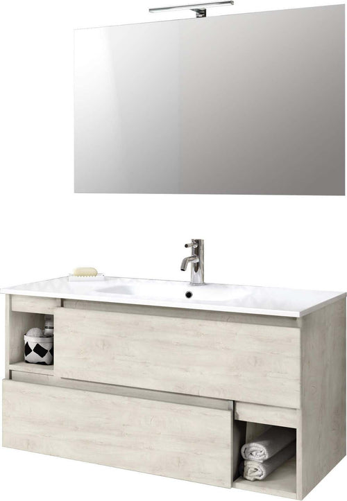 Mobile Bagno 100cm Sospeso Con Due Cassetti Due Vani E Specchio Con Lampada Casa e cucina/Bagno/Mobili da bagno/Mobiletti con lavabo Shopbagno.it - Roma, Commerciovirtuoso.it