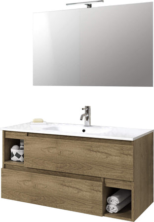 Mobile Bagno 100cm Sospeso Con Due Cassetti Due Vani E Specchio Con Lampada Casa e cucina/Bagno/Mobili da bagno/Mobiletti con lavabo Shopbagno.it - Roma, Commerciovirtuoso.it