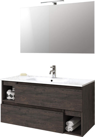 Mobile Bagno 100cm Sospeso Con Due Cassetti Due Vani E Specchio Con Lampada Casa e cucina/Bagno/Mobili da bagno/Mobiletti con lavabo Shopbagno.it - Roma, Commerciovirtuoso.it