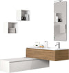 Mobile Bagno 120cm, Lavabo, Due Basi Con Cassetto, Specchio Con Lampada E Due Cubi Porta Oggetti Casa e cucina/Bagno/Mobili da bagno/Mobiletti con lavabo Shopbagno.it - Roma, Commerciovirtuoso.it