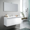 Mobile Bagno 120cm Sospeso Due Cassetti e Specchio Con Lampada Bianco Opaco