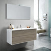 Mobile Bagno 120cm Sospeso Due Cassetti e Specchio Con Lampada Rovere Cenere