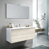 Mobile Bagno 120cm Sospeso Due Cassetti e Specchio Con Lampada Rovere Alaska