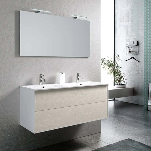 Mobile Bagno 120cm Sospeso Due Cassetti Lavabo Doppia Vasca e Specchio Con Lampada Casa e cucina/Bagno/Mobili da bagno/Mobiletti con lavabo Shopbagno.it - Roma, Commerciovirtuoso.it