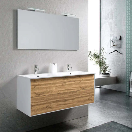 Mobile Bagno 120cm Sospeso Due Cassetti Lavabo Doppia Vasca e Specchio Con Lampada Casa e cucina/Bagno/Mobili da bagno/Mobiletti con lavabo Shopbagno.it - Roma, Commerciovirtuoso.it