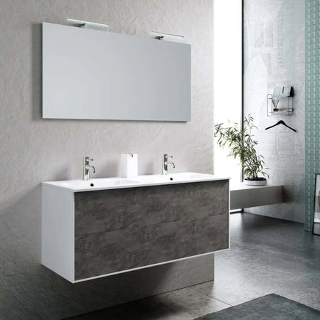 Mobile Bagno 120cm Sospeso Due Cassetti Lavabo Doppia Vasca e Specchio Con Lampada Casa e cucina/Bagno/Mobili da bagno/Mobiletti con lavabo Shopbagno.it - Roma, Commerciovirtuoso.it