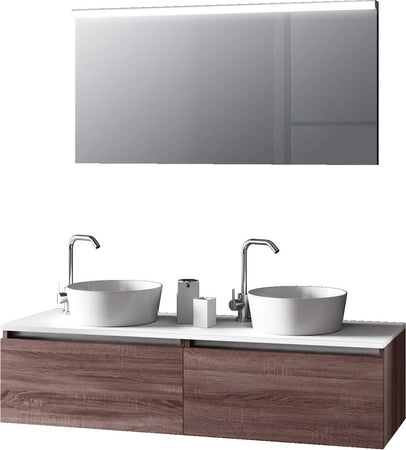 Mobile Bagno 140cm Con Doppio Lavabo, Base Con Cassetto E Specchio Con LED Integrato Casa e cucina/Bagno/Mobili da bagno/Mobiletti con lavabo Shopbagno.it - Roma, Commerciovirtuoso.it