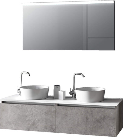 Mobile Bagno 140cm Con Doppio Lavabo, Base Con Cassetto E Specchio Con LED Integrato Casa e cucina/Bagno/Mobili da bagno/Mobiletti con lavabo Shopbagno.it - Roma, Commerciovirtuoso.it