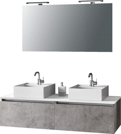 Mobile Bagno 140cm Con Doppio Lavabo, Base Con Cassetto, Specchio E Lampada Casa e cucina/Bagno/Mobili da bagno/Mobiletti con lavabo Shopbagno.it - Roma, Commerciovirtuoso.it