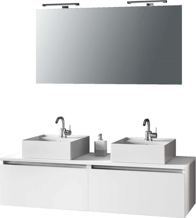 Mobile Bagno 140cm Con Doppio Lavabo, Base Con Cassetto, Specchio E Lampada Casa e cucina/Bagno/Mobili da bagno/Mobiletti con lavabo Shopbagno.it - Roma, Commerciovirtuoso.it